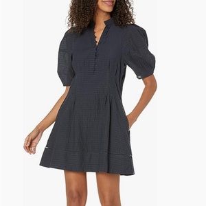 Club Monaco Balloon Sleeve Dress. Dark Navy